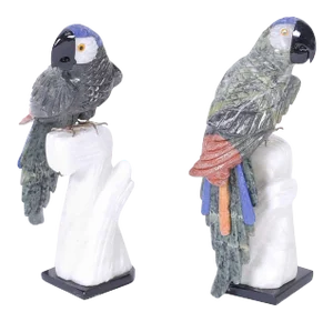 Carved Stone Parrots - A Pair