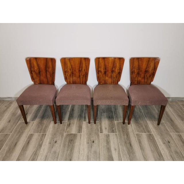 Textile Art Deco Dining Chairs by Jindrich Halabala, Set of 4 For Sale - Image 7 of 18