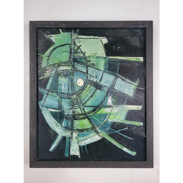 Abstract work on canvas, framed, signed "Carole", from 1977.