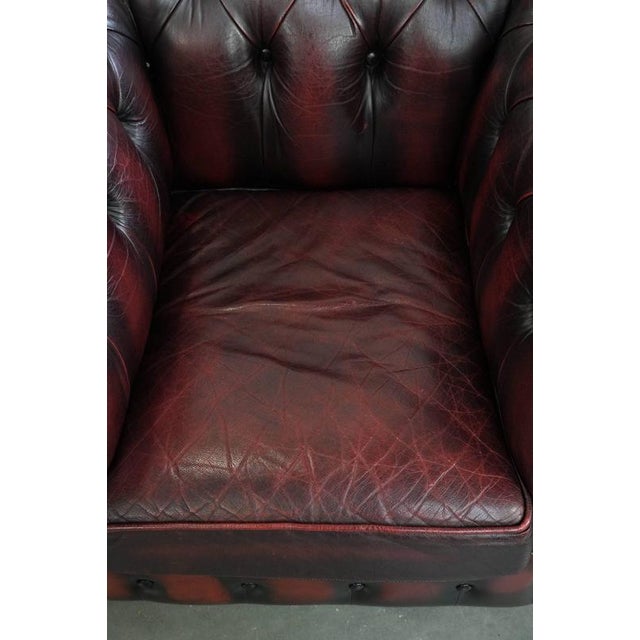 English Chesterfield Leather Armchair on Wheels For Sale - Image 6 of 18