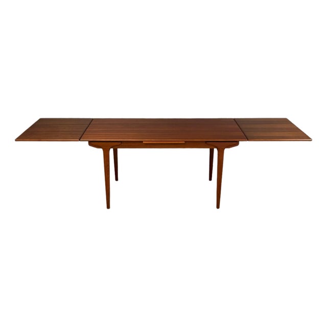 Mid 20th Century Refinished 109” Danish Modern Teak Draw Leaf Dining Table For Sale