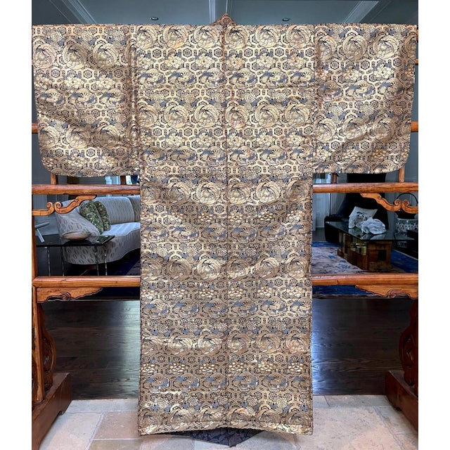 Textile Japanese Brocade Noh Costume Kimono Robe Meiji Period For Sale - Image 7 of 18