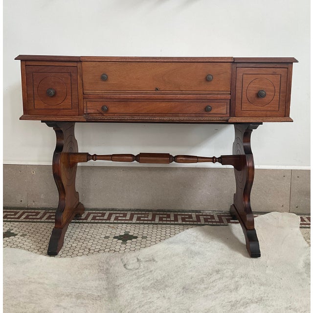 Shaw Furniture Company Antique Spinet Secretary/Desk Attr. To Hekman For Sale - Image 4 of 16