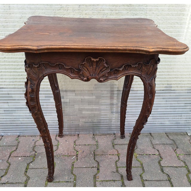 Antique Baroque Side Table in Carved Oak, 1760 For Sale - Image 4 of 10