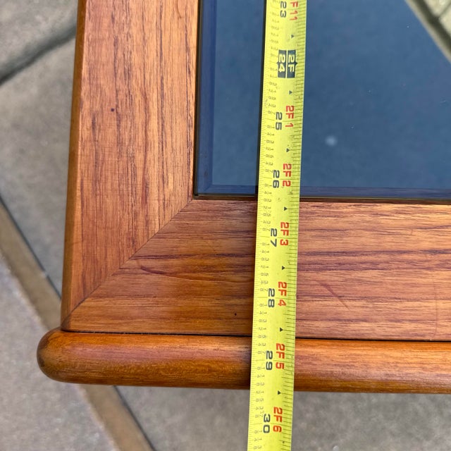 Coffee Mid Century Danish Modern Teak & Smoked Glass Coffee / Side Table by Komfort MCM (Unmarked) For Sale - Image 8 of 10