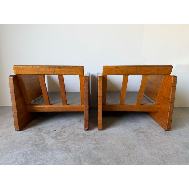 1970s Mid-Century Modern Milo Baughman - Style Architectural Cube Lounge Chairs – Pair For Sale In Miami - Image 6 of 17
