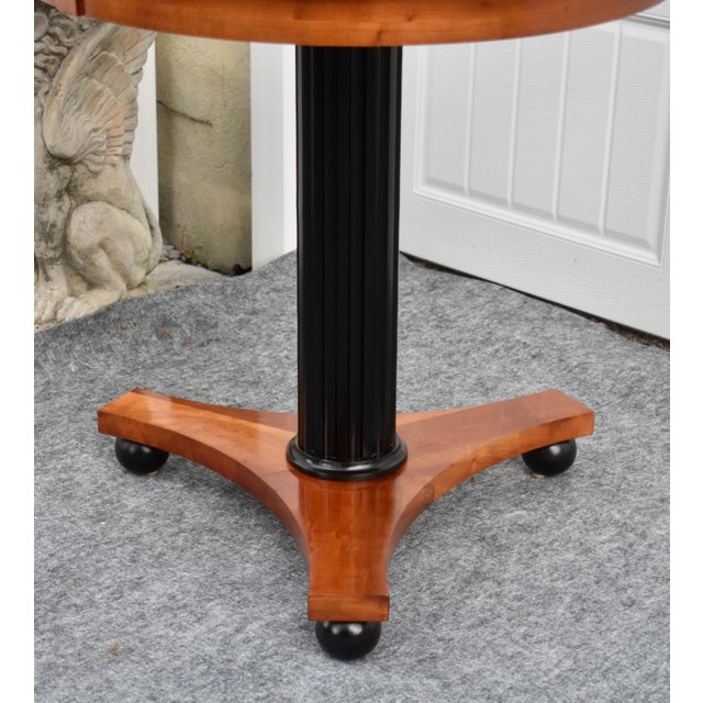 Black Ethan Allen Black Cherry Round Pedestal Accent Table Biedermeier Empire Style For Sale - Image 8 of 16