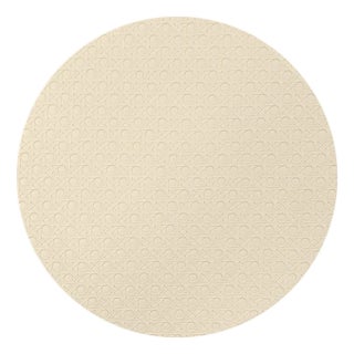 Solid Champagne Vegan Leather Round Cane Placemat, Set of 4 For Sale