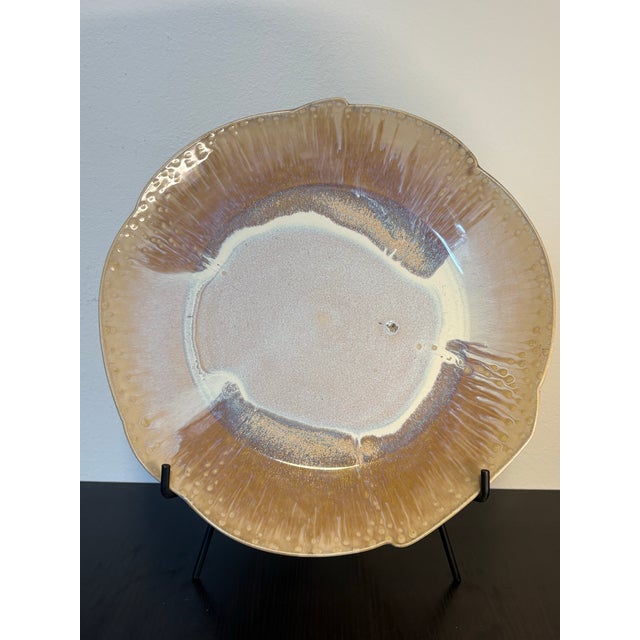 Ecru Mid 20th Century Mid-Century Modern Jacques Garnier Large Iridescent Platter, Signed For Sale - Image 8 of 10