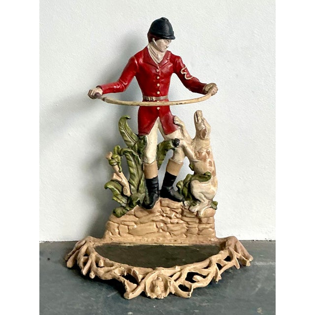 Vintage Regency Wrought Iron Jockey Umbrella Stand For Sale - Image 9 of 12