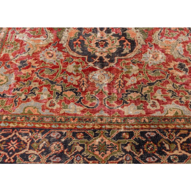 Early 21st Century Antique Malayer Rug Red Ivory Blue Handwoven Wool Rug 8'9" X 12'6" For Sale - Image 5 of 7