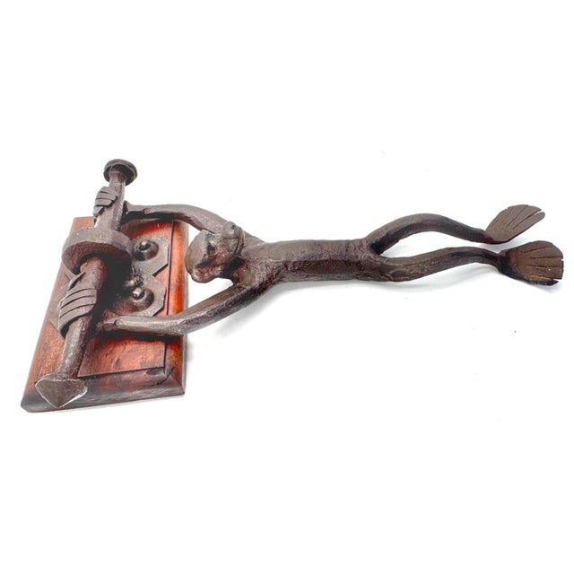 Early 20th Century American Arts & Crafts, Monkey & Snake Wrought-Iron Door Knocker For Sale - Image 5 of 18