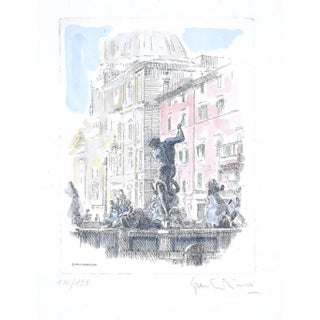 Giuseppe Malandrino, Navona Square, Etching, 1960s For Sale