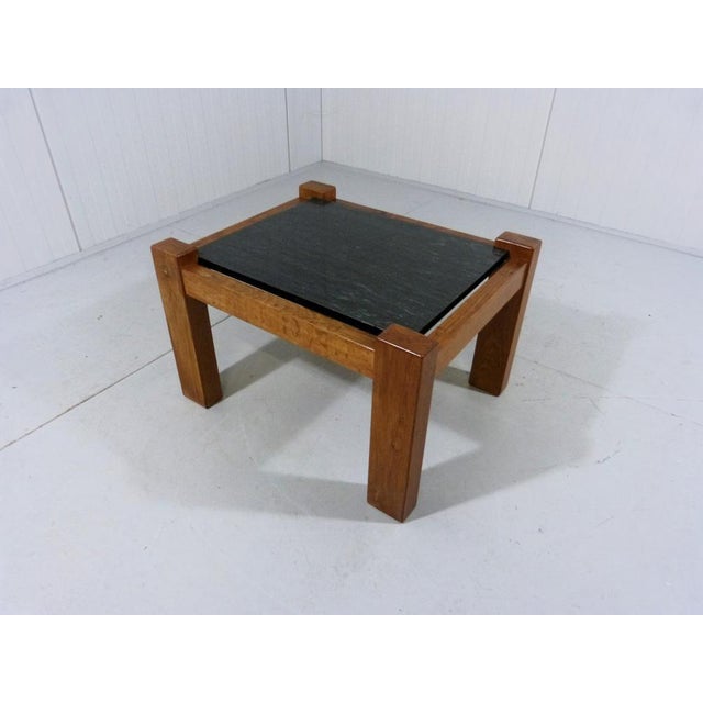 Brutalist Coffee Table in Oak & Natural Stone, 1970s For Sale - Image 9 of 15