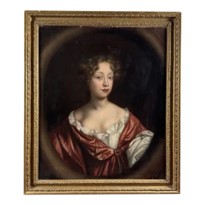Antique Michael Dahl Oil Portrait Painting English Woman 17th Century, Framed