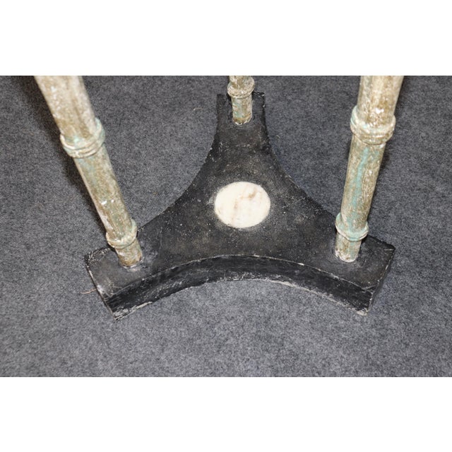 1950s Unique Italian-Made Metal and Specimen Marble Pietra Dura Pedestal Table For Sale - Image 5 of 8