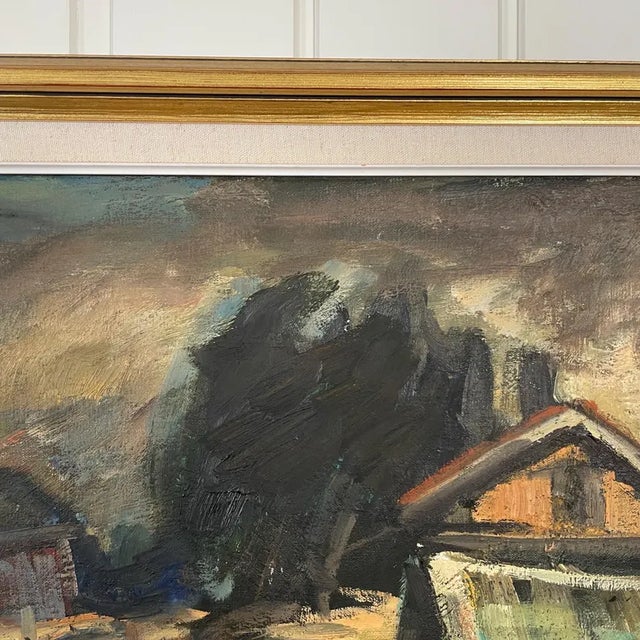 1950s Large Mid-Century Finnish Modernist Expressionist Oil Painting by Olavi Laine For Sale - Image 4 of 18