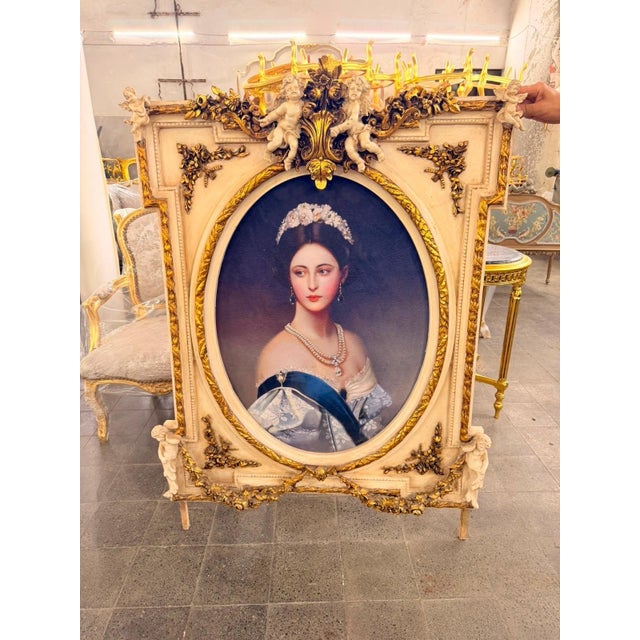 Vintage Grand French Rococo Portrait Wall Art 47 Tall For Sale In Orlando - Image 6 of 10