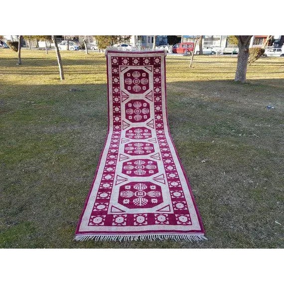 Turkish Hand-Knotted Turkish Kurdish Runner . Tribal Long Runner - 3′5″ × 12′2″ For Sale - Image 3 of 11