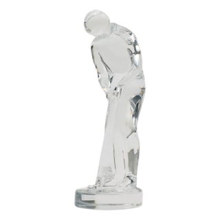 Glass Statue of Golfer For Sale