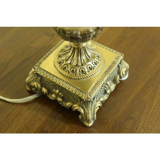 Metal Bronze & Alabaster Urn Table Lamp W. Shade For Sale - Image 7 of 9