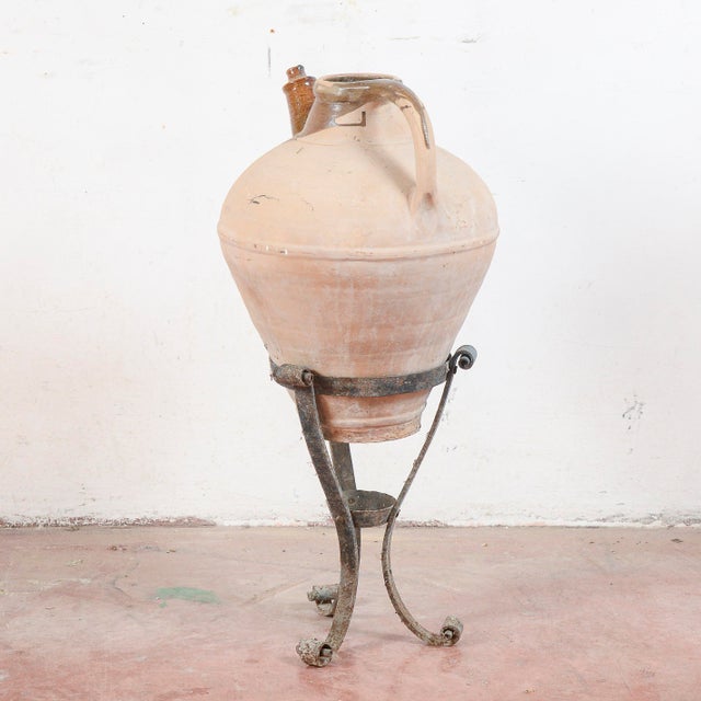 Brown Terracotta Amphora with Base, Set of 2 For Sale - Image 8 of 17