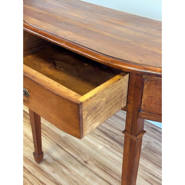 Brown Vintage Traditional Wood Demi-Lune Table For Sale - Image 8 of 11