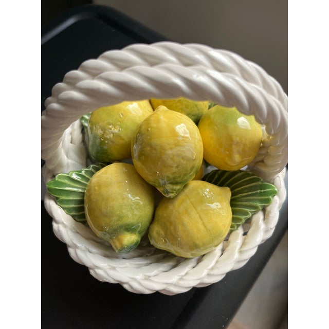 1970s Italian Trompe L"Oeil Petite Woven Rope Basket of Lemons For Sale In Houston - Image 6 of 11