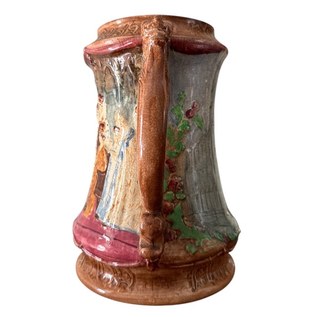 Maroon Vintage Burleigh Ware Coronation Jug — Queen Elizabeth II Commemorative Relief Pitcher — 8.5” For Sale - Image 8 of 11