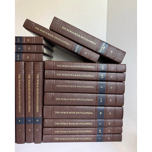 Mid-Century Modern 1979 Complete the World Book Encyclopedia 22 Volume Set in Brown Faux Leather For Sale - Image 3 of 11