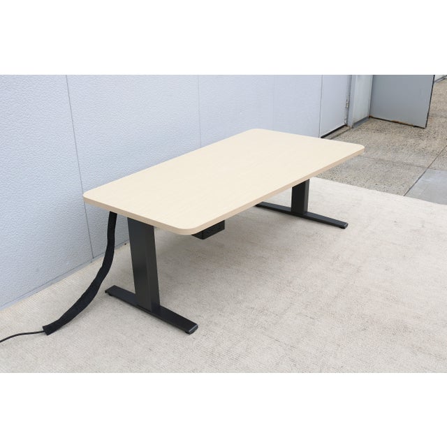 Beige Herman Miller Motia Sit-to-Stand Electric Adjustable Height Rectangle Desk Table For Sale - Image 8 of 18