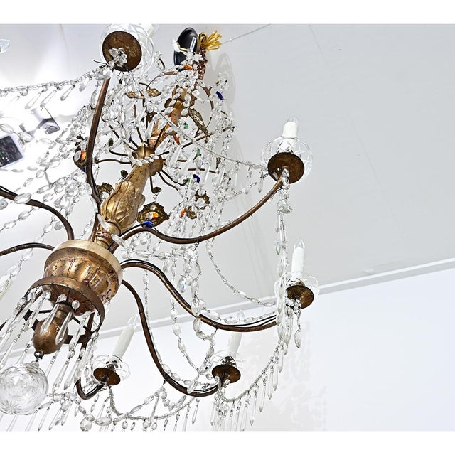 Italian 18th Century Massive Giltwood and Crystal Chandelier For Sale - Image 13 of 18