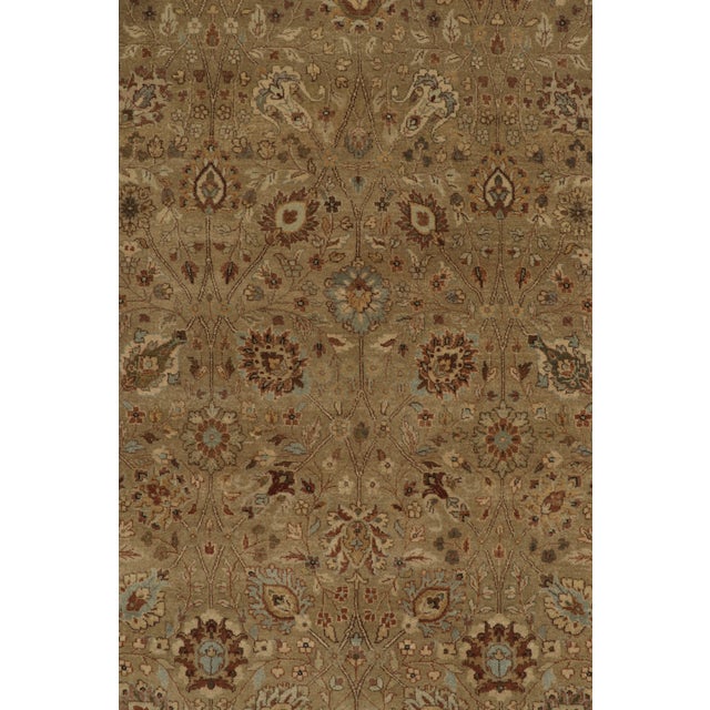 Rug & Kilim’s Antique Persian Style Square Rug in Beige-Brown Floral Patterns For Sale In New York - Image 6 of 6