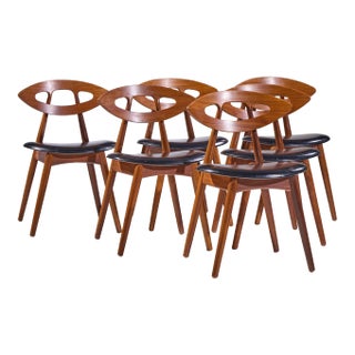 Ejvind A. Johansson for Ivan Gern Møbelfabrik Model 84 Mid Century Danish Teak Eye Dining Chairs - Set of 6 For Sale