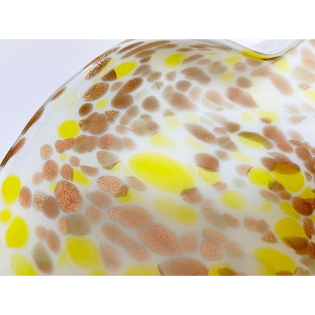 Large Murano Gold Aventurine Art Glass Bowl Flower Form Italy 1950s For Sale - Image 12 of 14