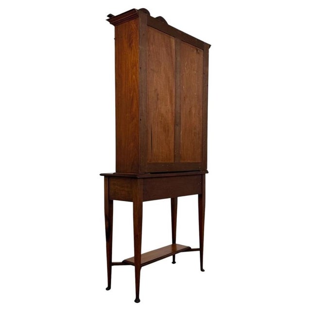 Antique Early 20th Century English Walnut Display Cabinet For Sale - Image 11 of 13