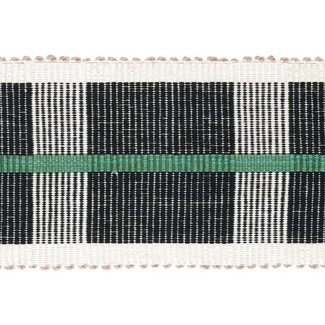 Contemporary Sample - Schumacher Calcada Tape in Emerald For Sale - Image 3 of 3