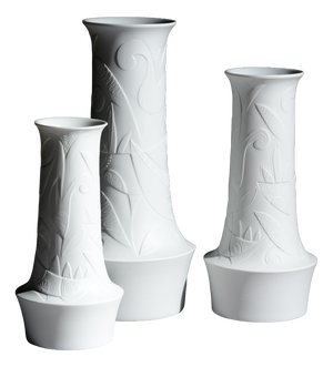 Floral Relief Bisque Porcelain Vases by Cuno Fischer for Hutschenreuther Selb, 1960s, Set of 3