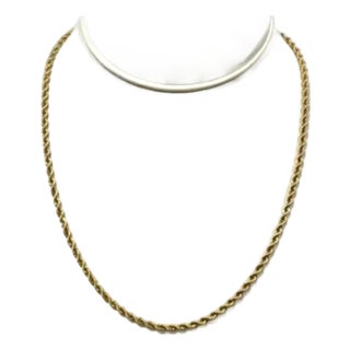 14k Yellow Gold Twisted Rope Chain Necklace, 18 Inches For Sale