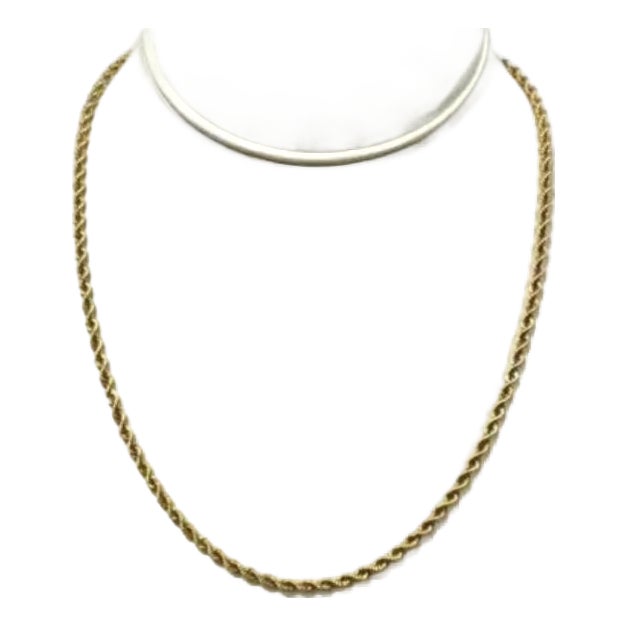 14k Yellow Gold Twisted Rope Chain Necklace, 18 Inches For Sale