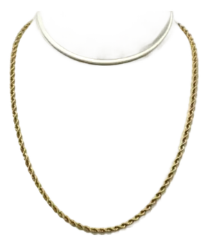 14k Yellow Gold Twisted Rope Chain Necklace, 18 Inches