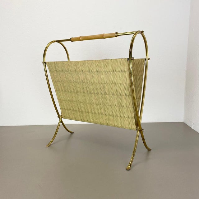 Bauhaus Brass and Bamboo Magazine Holder, Austria, 1950s For Sale - Image 15 of 16