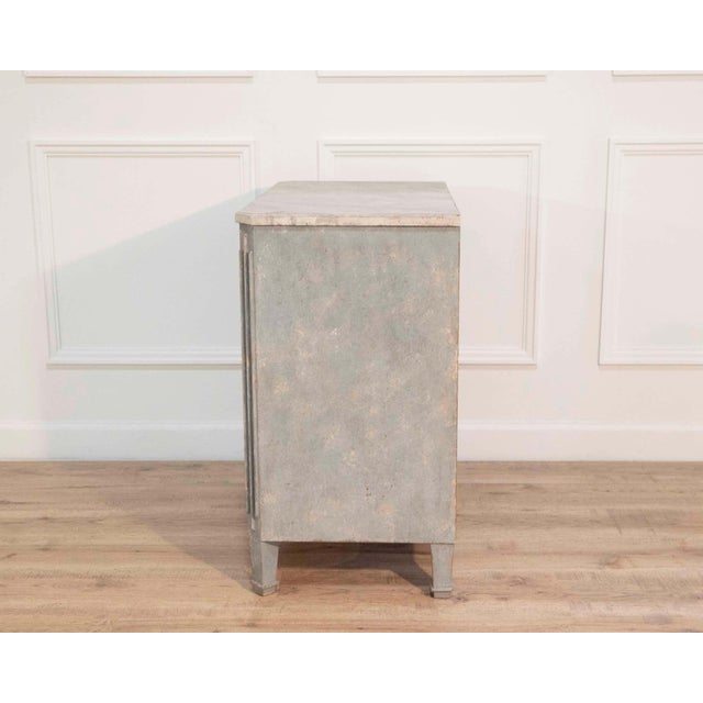Blue Mid 20th Century Swedish Gustavian-Style Blue Chest of Drawers with Faux Marble Top For Sale - Image 8 of 8