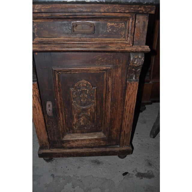 Brown Antique German Marble Top Nightstand, 1890s For Sale - Image 8 of 8