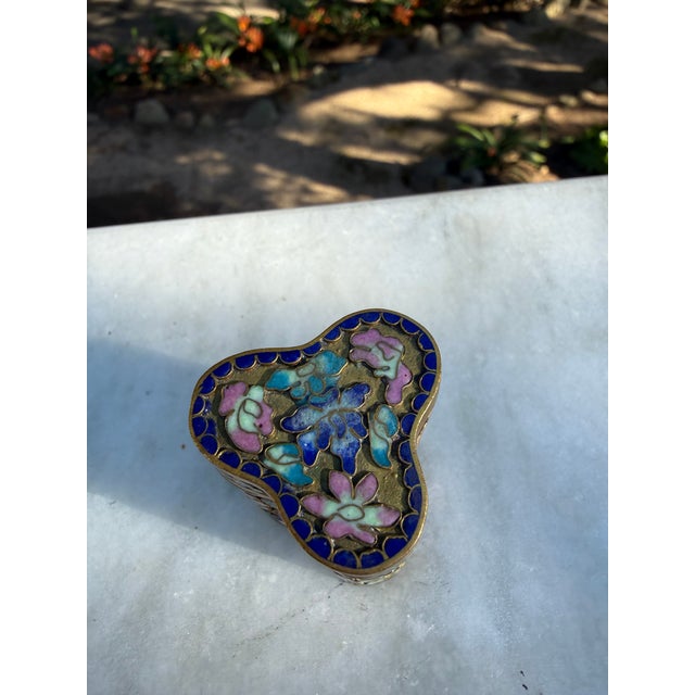 Chinese Vintage Chinese Cloisonné Enamel Box For Sale - Image 3 of 15