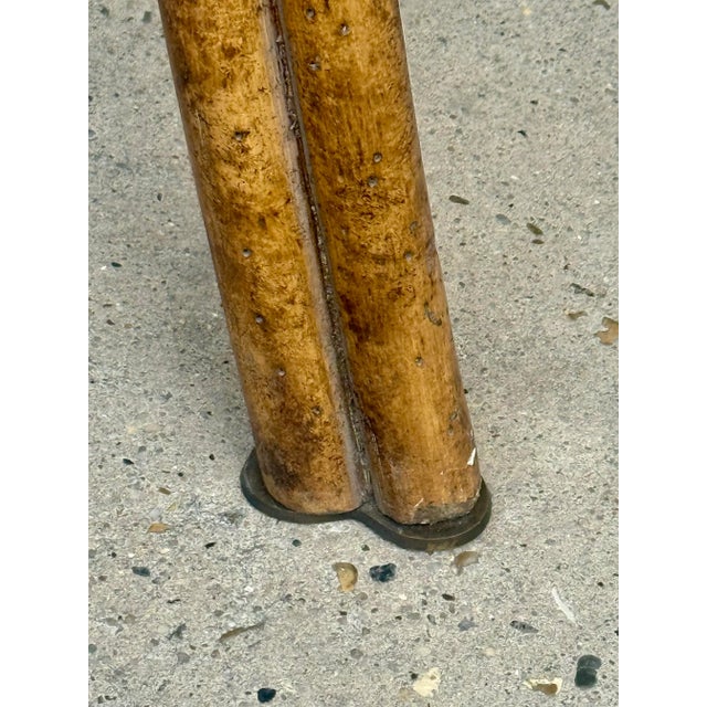 Brass Vintage Maitland-Smith Faux Bamboo and Brass Floor Lamp With Faux Tortoiseshell Lined Leather Shade For Sale - Image 8 of 12