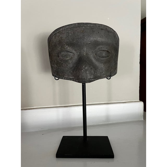 Mid 20th Century Theatrical Mask Metal Mold on Stand For Sale - Image 5 of 9