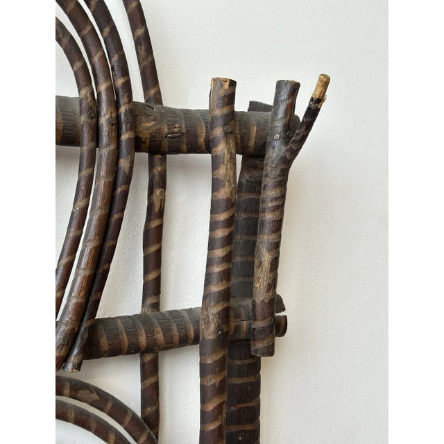Antique Adirondack Twig Wall Rack With Carved Stripe Detailing, Circa 1940s-50s For Sale - Image 10 of 16