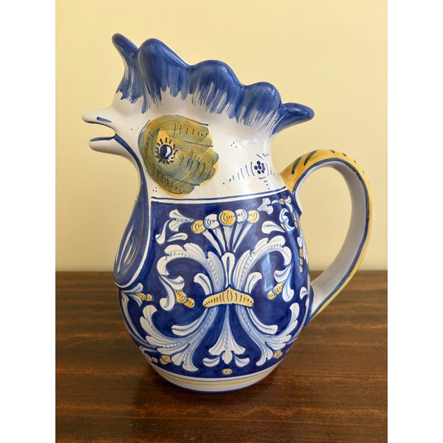 Blue Late 20th Century Cama Deruta Hand-Painted Italian Faience Chicken Pitcher For Sale - Image 8 of 11