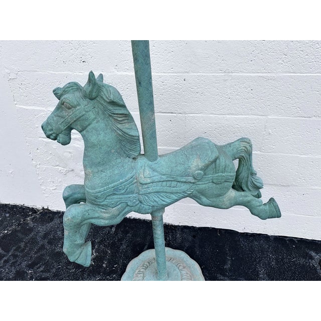 Monumental Carousel Horse Green Patinated Bronze Statue For Sale - Image 10 of 10